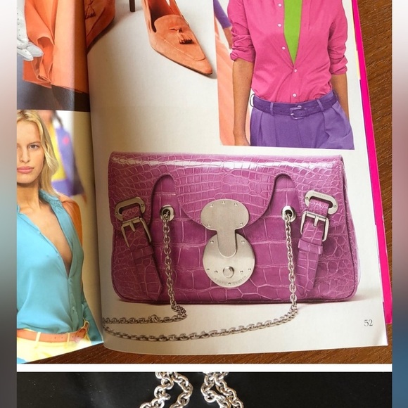Ralph Lauren Collection Ricky Bag Lizard Pink Chain Shoulder Purse Y2k 09s $12K - Picture 7 of 15